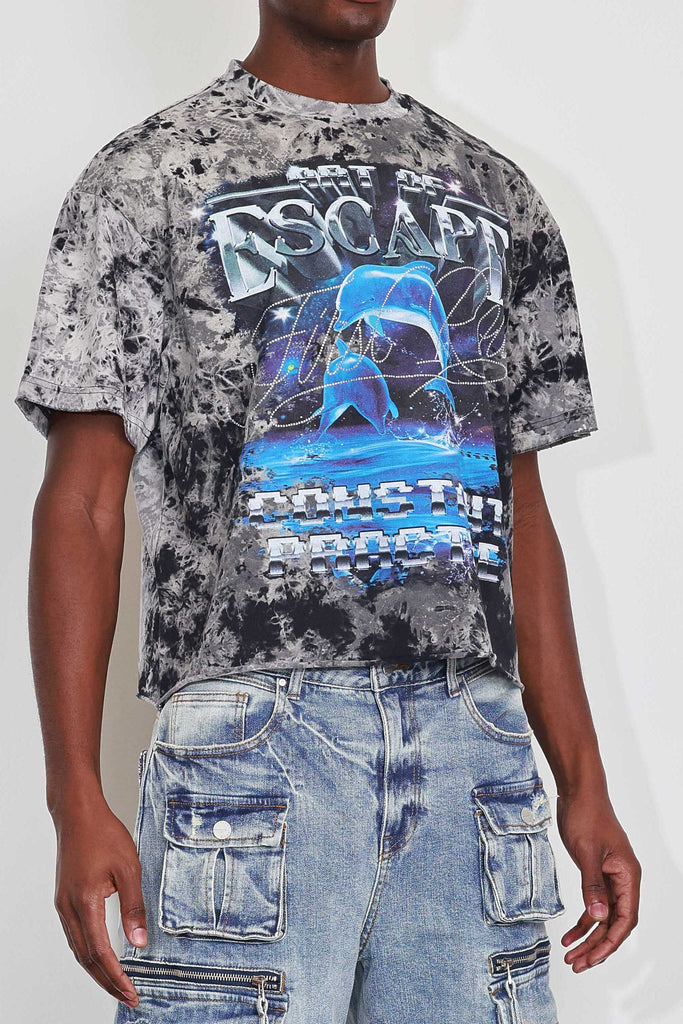 ART OF ESCAPE DOLPHINS CROPPED TEE