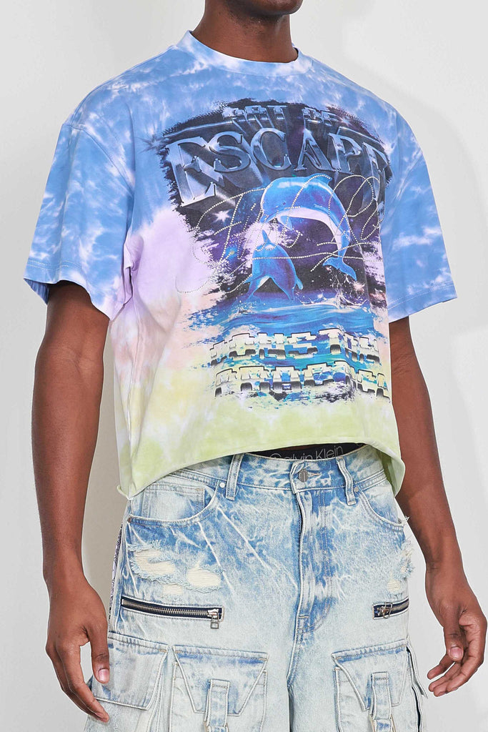 ART OF ESCAPE DOLPHINS CROPPED TEE