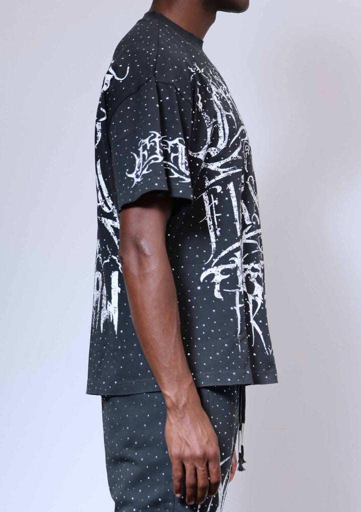 Y2K TRIBAL ALLOVER STUD TEE