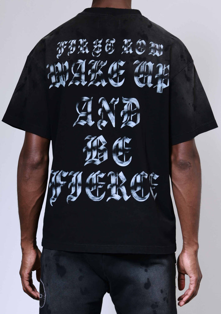 WAKE UP AND BE FIERCE APPLIQUE TEE