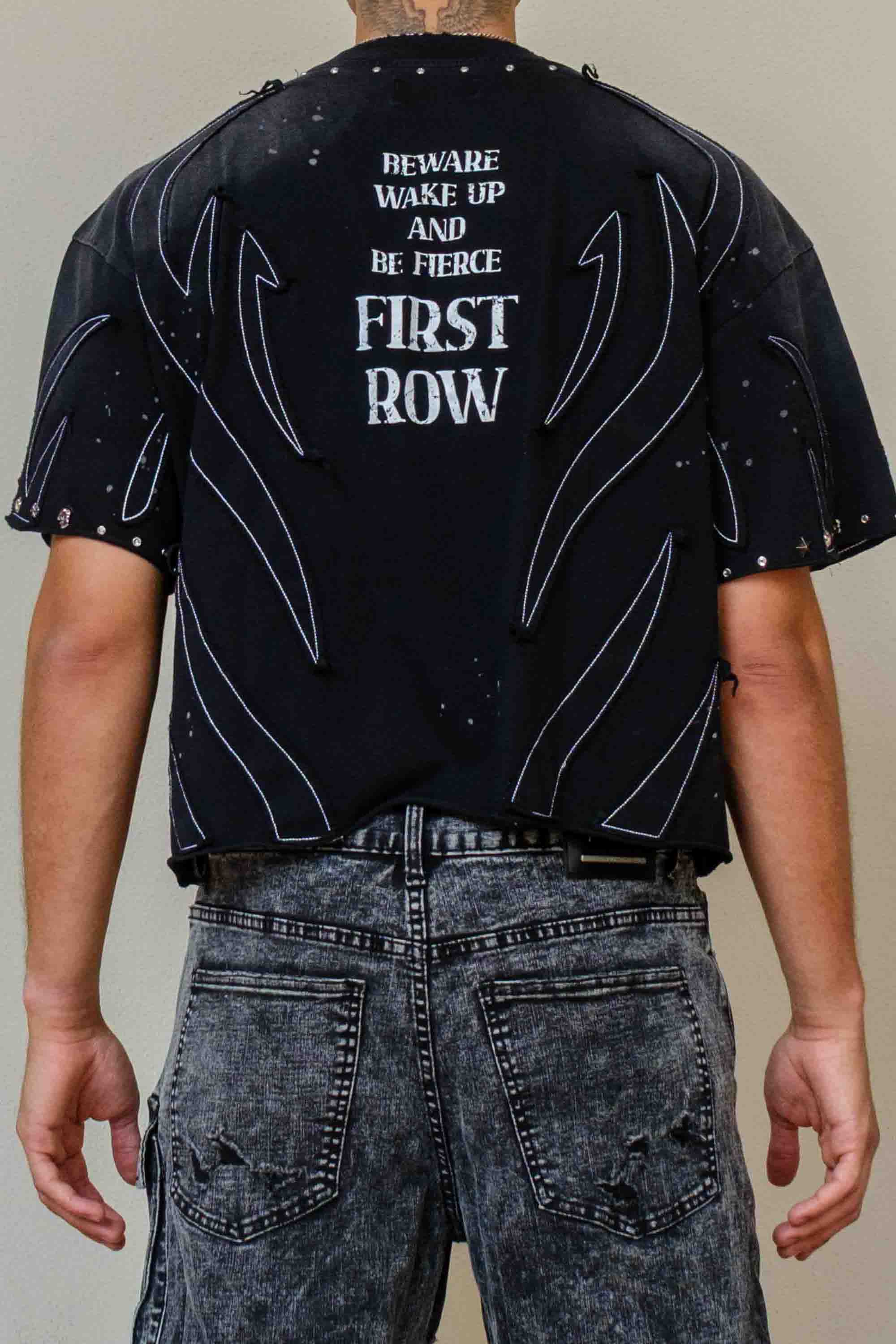 BEWARE WAKE UP & BE FIERCE SCORPION CROPPED TEE