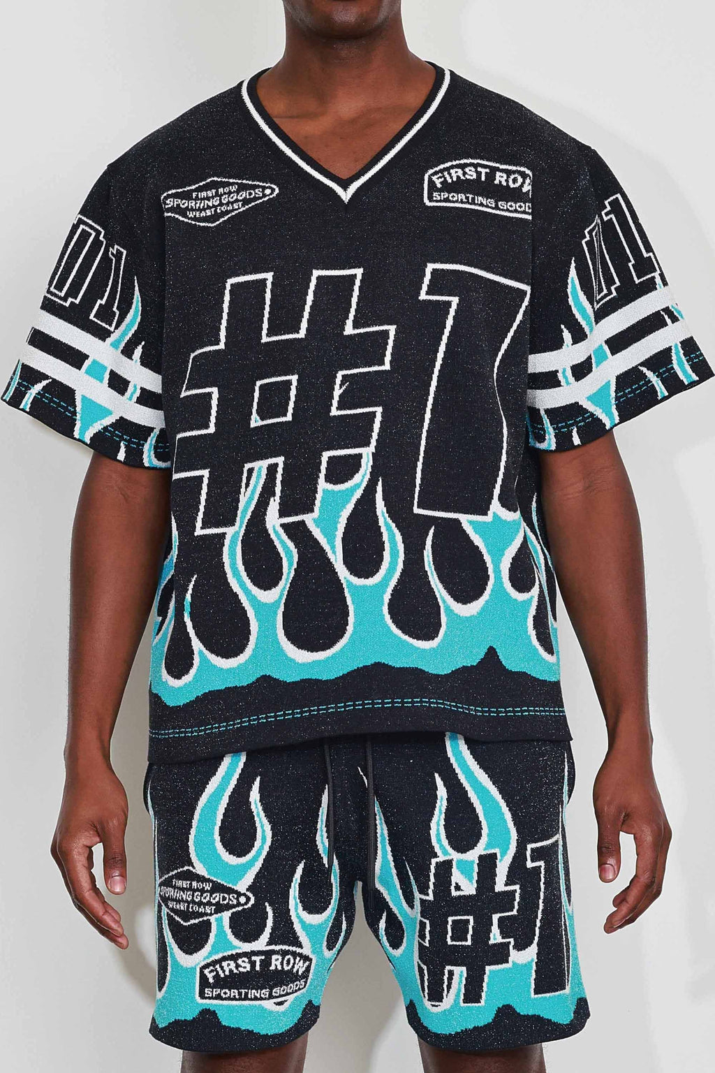 FLAME VARSITY JACQUARD KNIT TEE