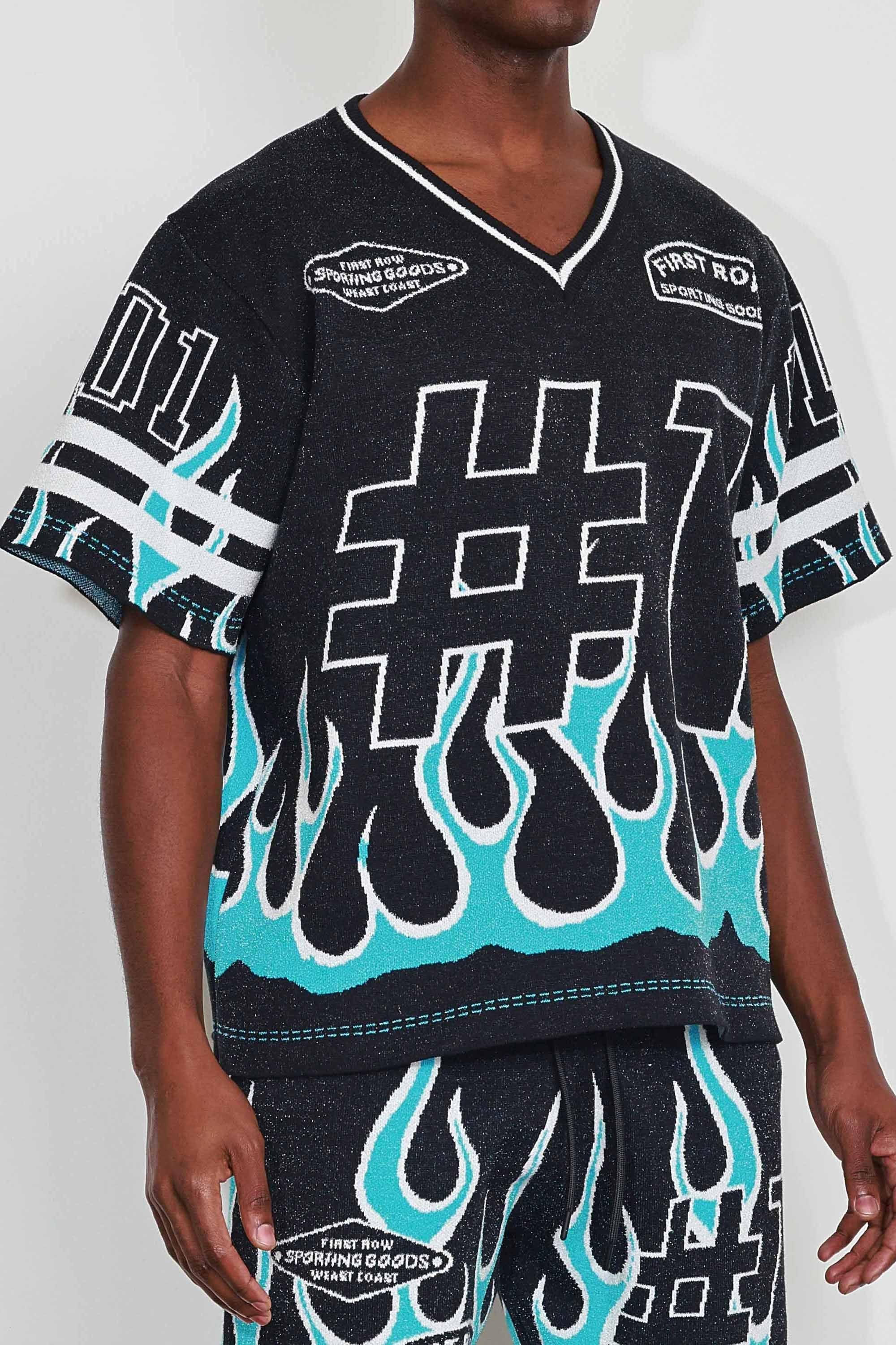 FLAME VARSITY JACQUARD KNIT TEE