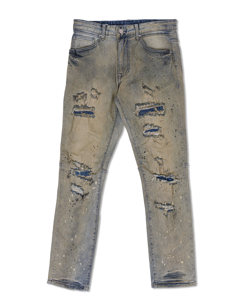 NOVELTY RIP & REPAIR SLIM DENIM