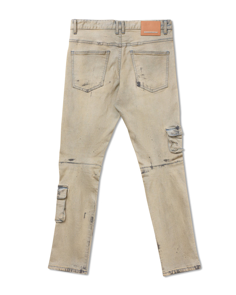MULTI CARGO POCKET  SLIM FIT DENIM PANTS