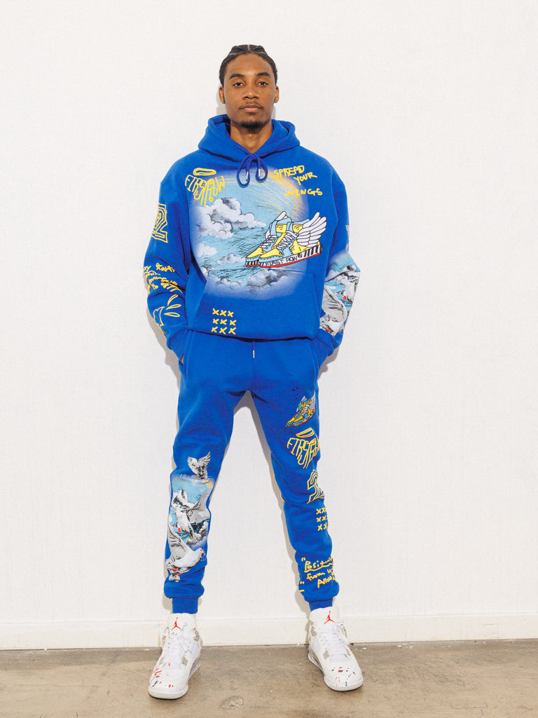 FLYING SNEAKER DRAWING  HOODIE