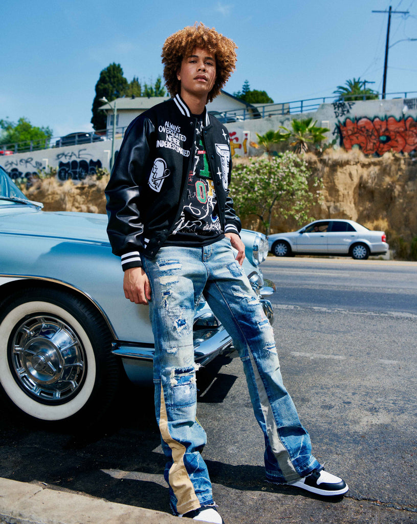 HEAVY RIP & REPAIR SLIM STRAIGHT DENIM