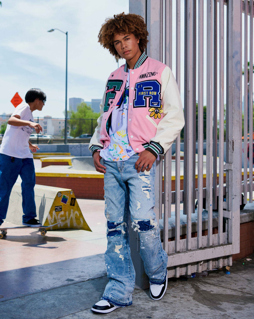 KNEE DESTROYED SLIM FLARE DENIM