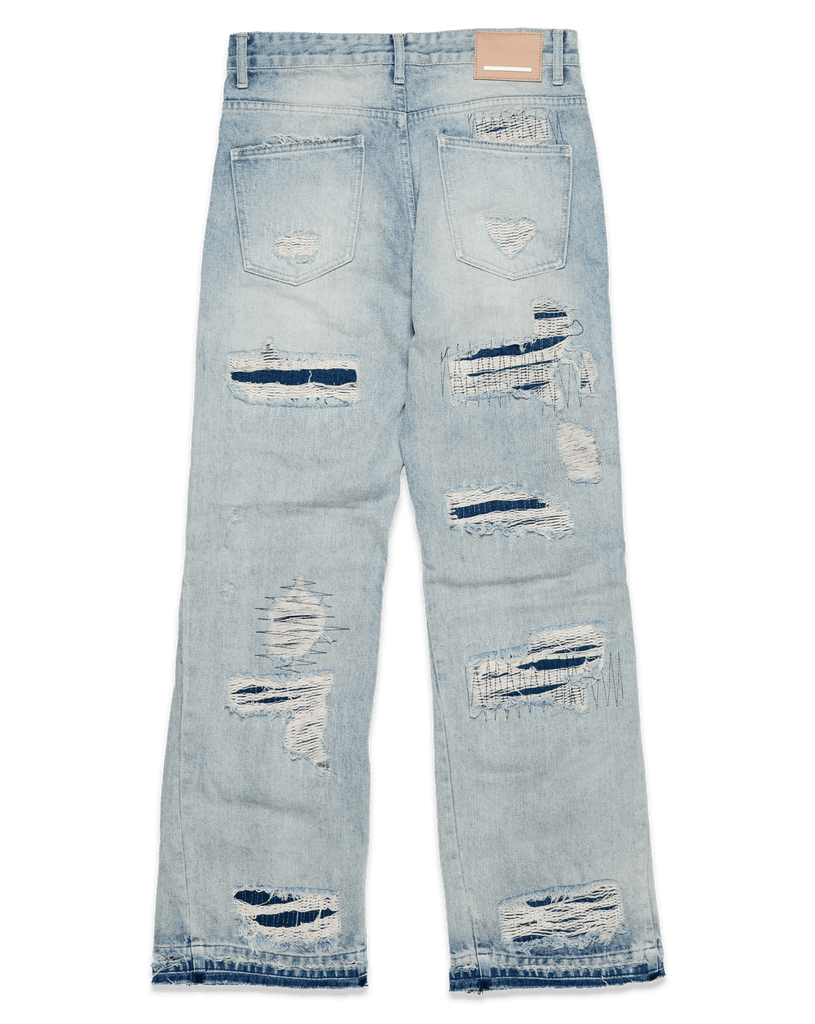 HEAVY DESTROYED RELAXED FLARE DENIM