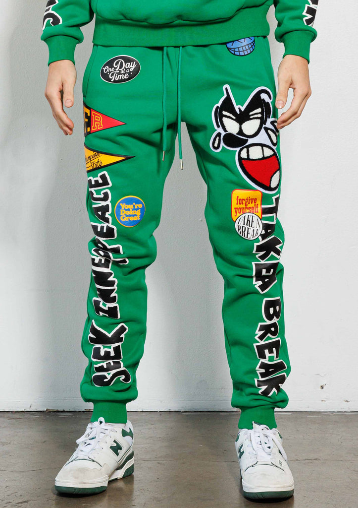 SPRING BREAK CHENILE PATCH GRAPHIC JOGGER