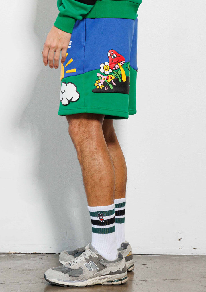 THINK GREEN CUT&SEW  GRAPHIC  SHORTS