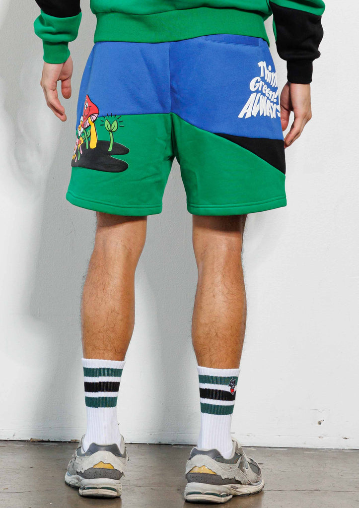 THINK GREEN CUT&SEW  GRAPHIC  SHORTS