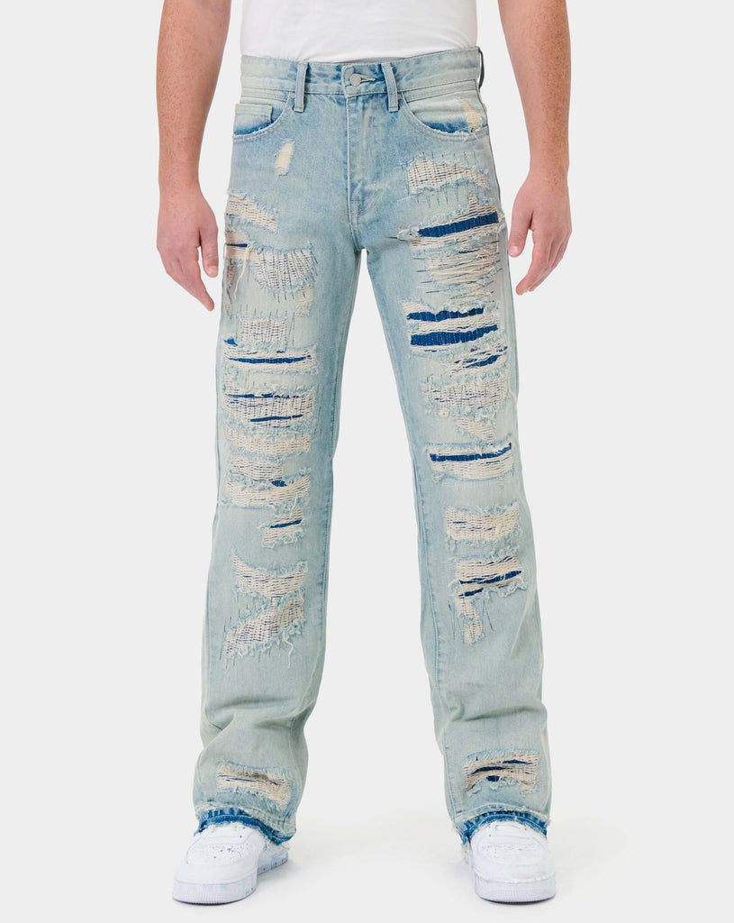 HEAVY DESTROYED RELAXED FLARE DENIM