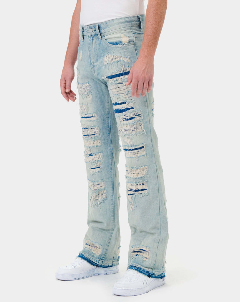 HEAVY DESTROYED RELAXED FLARE DENIM