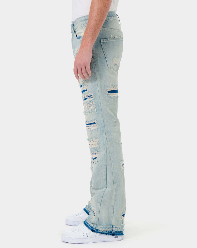 HEAVY DESTROYED RELAXED FLARE DENIM