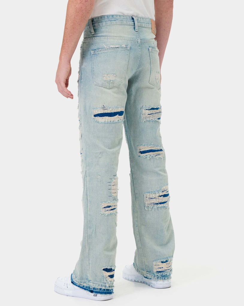 HEAVY DESTROYED RELAXED FLARE DENIM