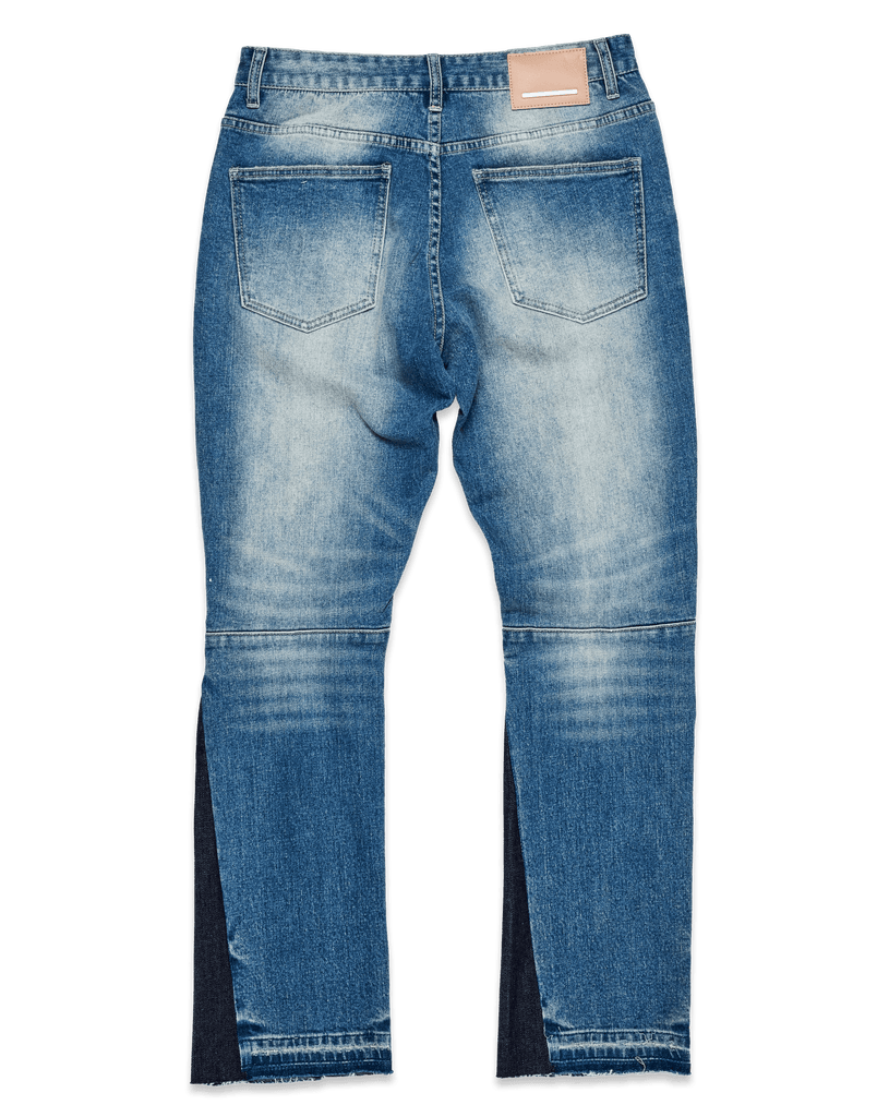KNEE DESTROYED SLIM STRAIGHT DENIM