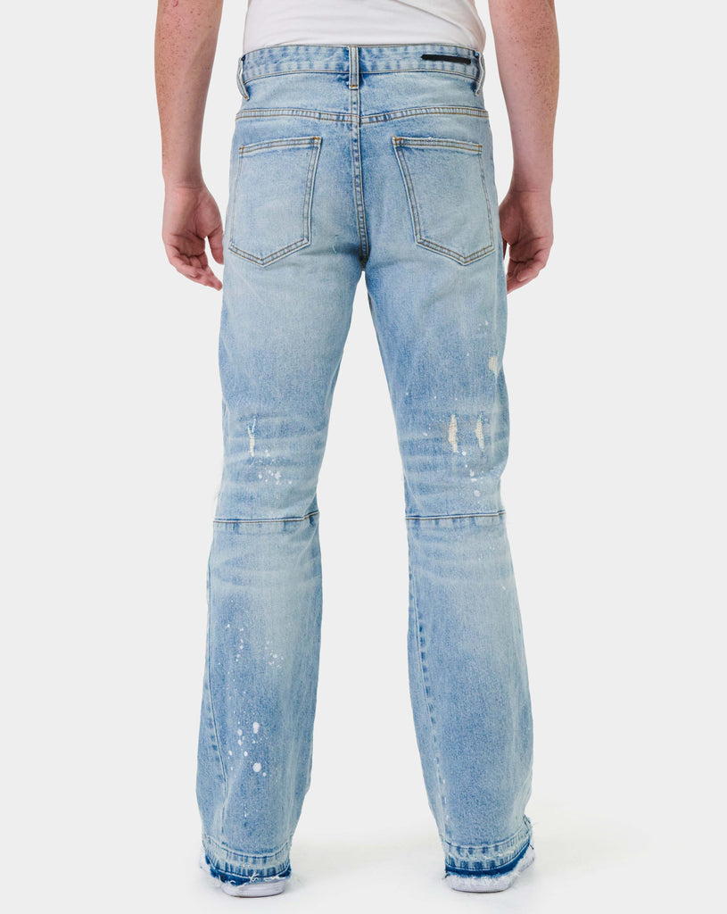KNEE DESTROYED SLIM FLARE DENIM
