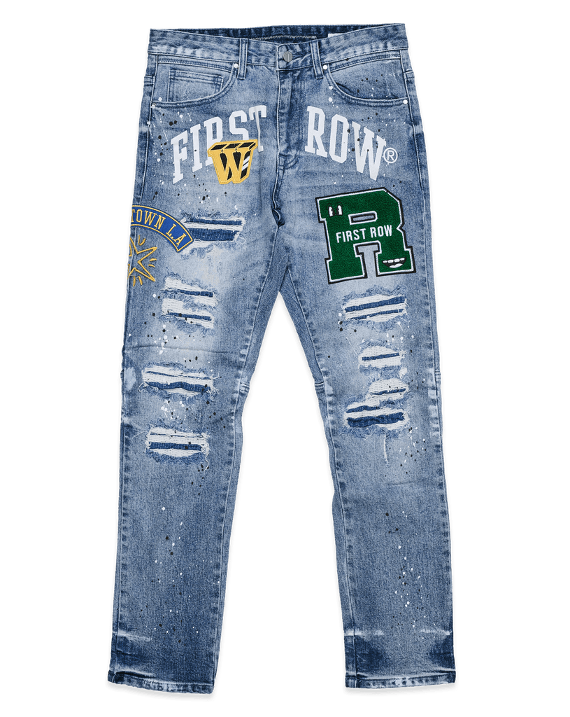 VARSITY PATCHED SLIM DENIM