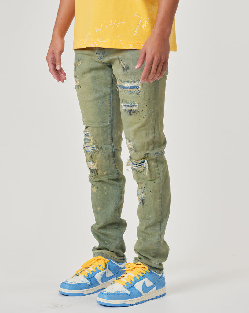 NOVELTY RIP & REPAIR SLIM DENIM