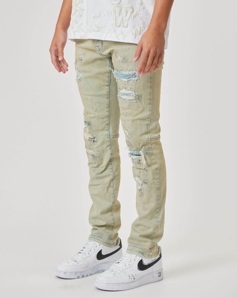 NOVELTY RIP & REPAIR SLIM DENIM