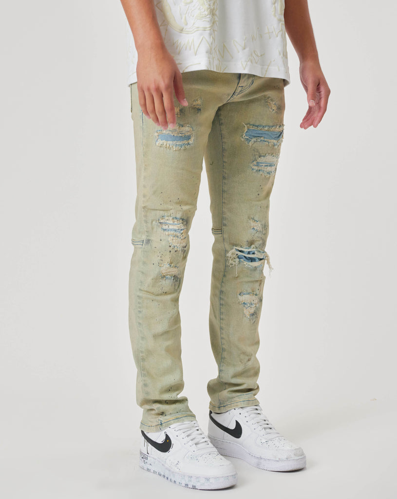 NOVELTY RIP & REPAIR SLIM DENIM
