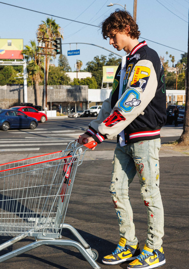 ALL OVER EMBROIDERED  SLIM FIT PANTS