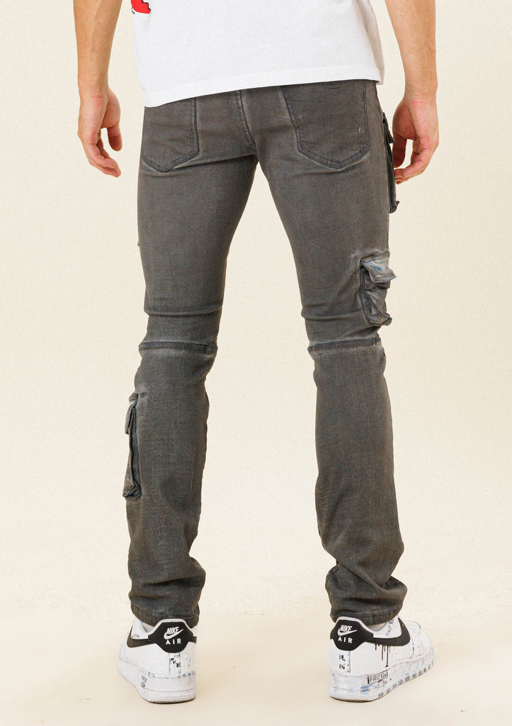 MULTI CARGO POCKET  SLIM FIT DENIM PANTS