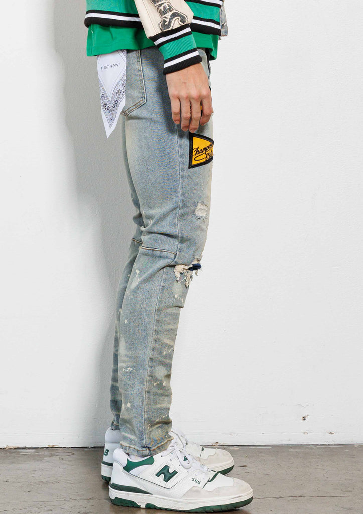 SPRING  BREAK MULTI PATCHES  SLIM FIT PANTS