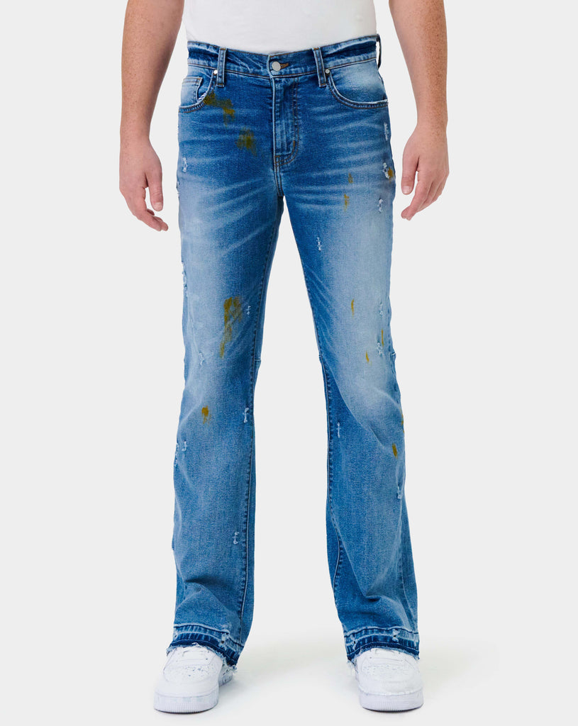 AGED WASH SLIM FLARE DENIM