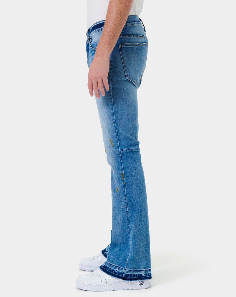 AGED WASH SLIM FLARE DENIM