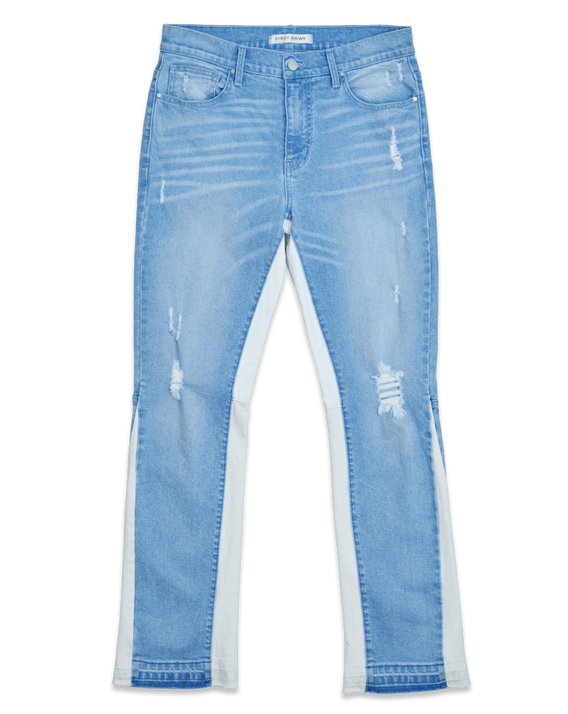 CONTRAST SIDE PANEL SLIM STRAIGHT DENIM