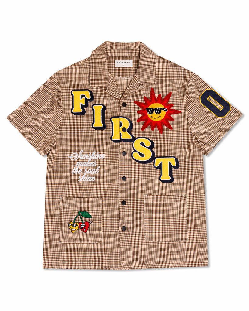GLEN CHECK MULTI PATCH  WOVEN BOWLING SHIRTS
