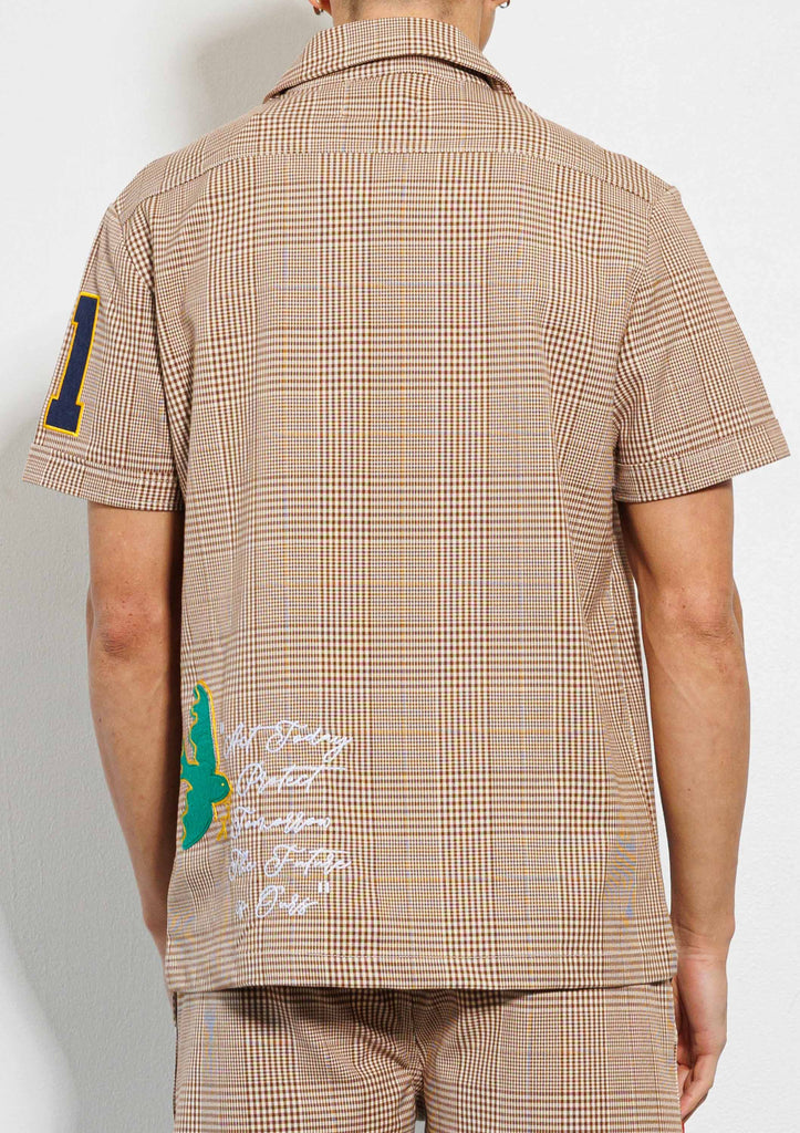 GLEN CHECK MULTI PATCH  WOVEN BOWLING SHIRTS