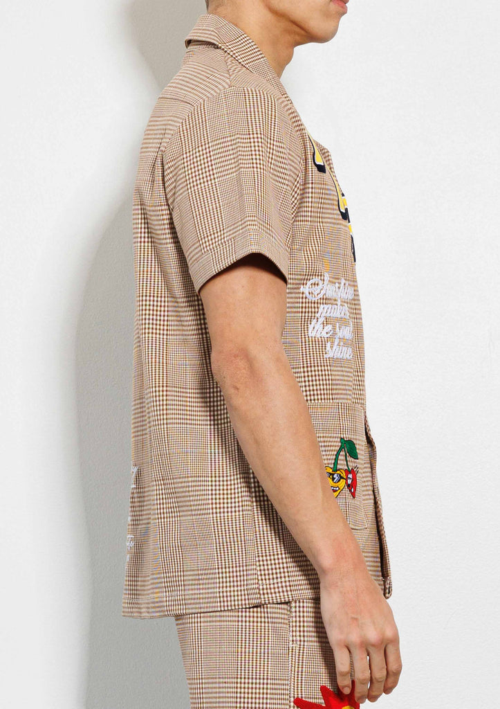 GLEN CHECK MULTI PATCH  WOVEN BOWLING SHIRTS