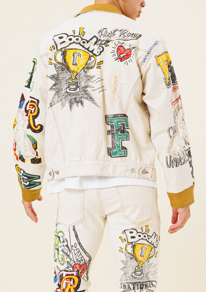 ALL OVER HAND-DRAWN NOSTALGIC FIT TRUCKER JACKET