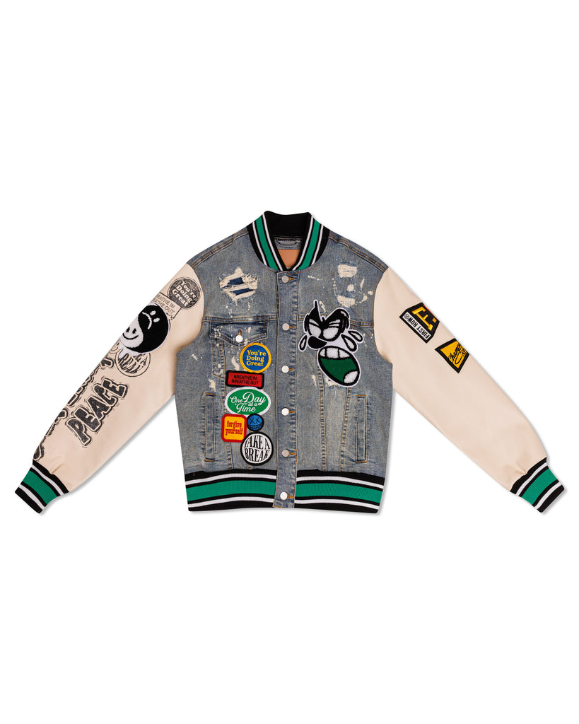 SPRING  BREAK CHENILE PATCH DENIM JACKET