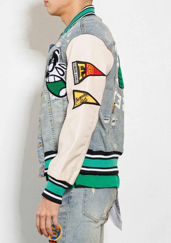 SPRING  BREAK CHENILE PATCH DENIM JACKET