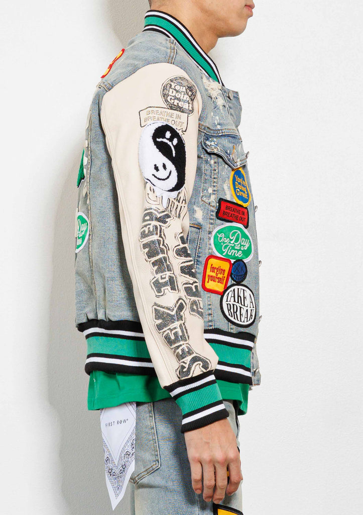 SPRING  BREAK CHENILE PATCH DENIM JACKET