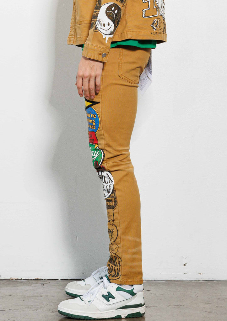 SPRING  BREAK HAND DRAWING  SLIM FIT PANTS
