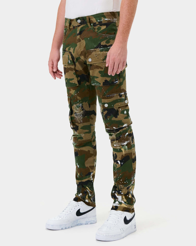 MULTI CARGO SLIM STRAIGHT CAMO PANTS