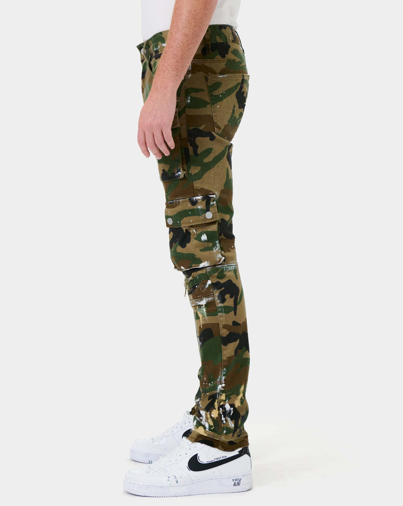 MULTI CARGO SLIM STRAIGHT CAMO PANTS