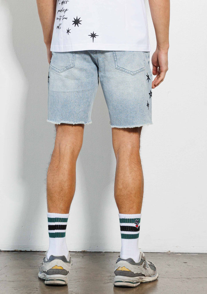 PEN & BRUSH ART DEPT.   MULTI PATCH DENIM  SHORTS