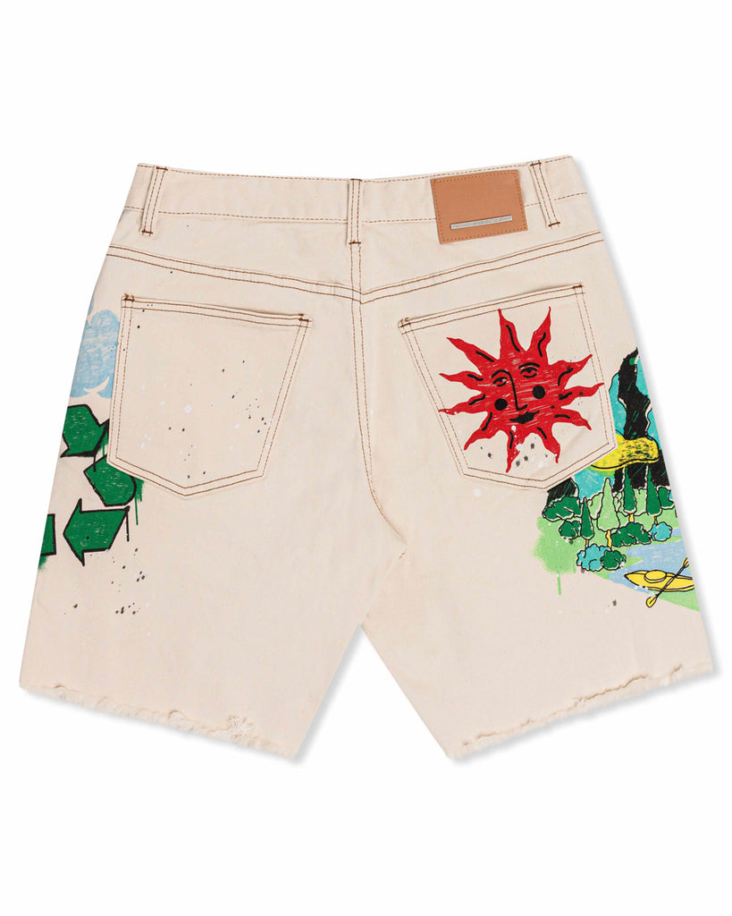 LOVE YOUR PLANET HAND DRAWING  GRAPHIC  SHORTS