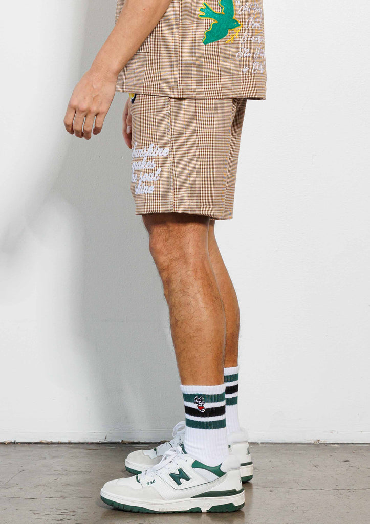 GLEN CHECK MULTI PATCH   WOVEN  SHORTS