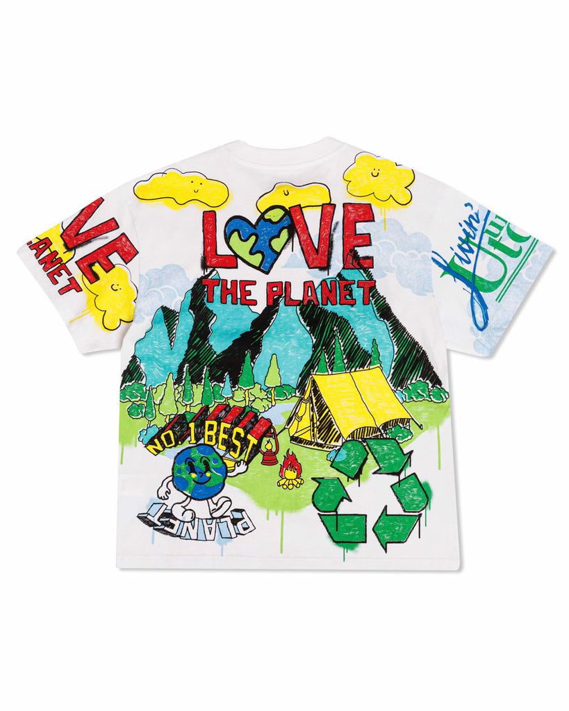 LOVE YOUR PLANET HAND DRAWING  GRAPHIC  TEE